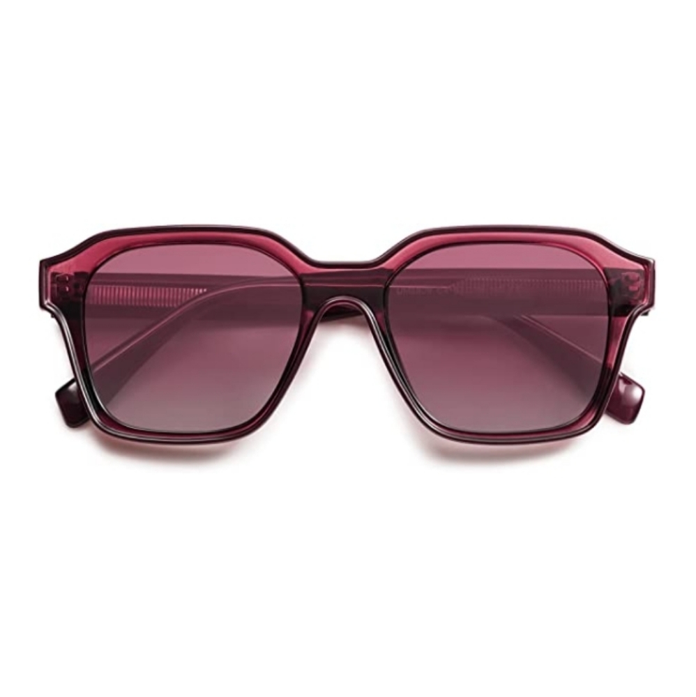 Red Square Sunglasses Retro Trendy UV400 Protection - Picture 2 of 4